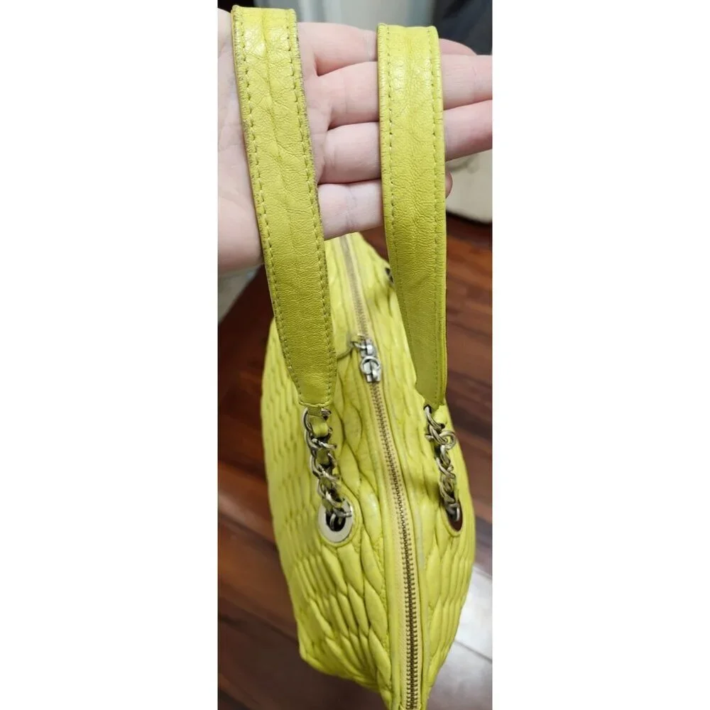 Paolo Masi Italy Woven Leather Tote Bag Yellow Genuine Leather Handbag Italy